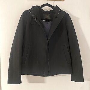 J.Crew Melton Wool Hooded Bib Jacket In Black Size 2 Womens Coat